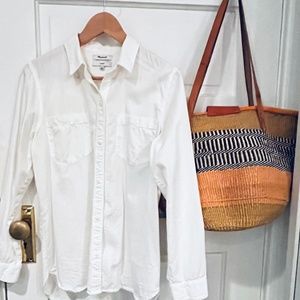 Madewell Classic White Button Down Shirt Size Medium